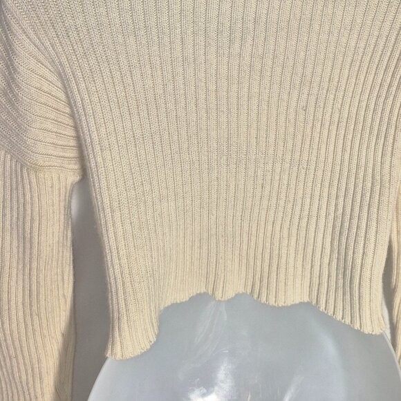 FASHION NOVA cropped oversized sweater, turtleneck. braided front, white, Small - Picture 8 of 12